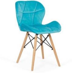 Finch Fox Eames Replica Modern Velvet Dining Chair for Cafe Chair, Side Chair, Living Room Chair in Sky Blue Color Fabric Dining Chair