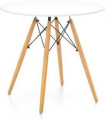 Finch Fox Mid Century Modern Eames Style Round Dining Table/Wood Legs and Tabletop Engineered Wood 4 Seater Dining Table