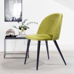 Finch Fox Romantic Vintage Green Velvet Cushion Seat dining Chair & Black Metal Legs Metal Dining Chair