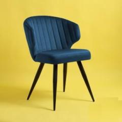 Finch Fox Shree Velvet Dining Chairs in Dark Blue Color With Black Metal Legs Metal Dining Chair