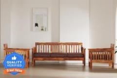 Flipkart Perfect Homes Aksi Sheesham Solid Wood 3 + 1 + 1 Sofa Set