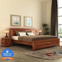 Flipkart Perfect Homes KUBER Rosewood Solid Wood Queen Bed