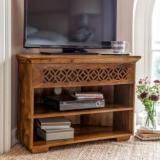 Flipkart Perfect Homes PureWood Sheesham Corner TV Entertainment Unit