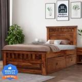 Flipkart Perfect Homes Sheesham Solid Wood Single Drawer Bed