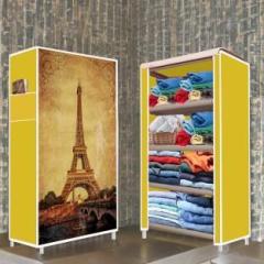 Flipkart Perfect Homes Studio 4 Shelf Eiffel Tower Purple Printed PP Collapsible Wardrobe