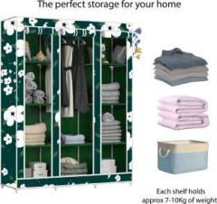 Flipkart Perfect Homes Studio C2 White Lily Printed Carbon Steel Collapsible Wardrobe