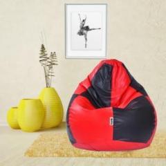 Flipkart Perfect Homes Studio XXXL Classic Black and Red Check Design Teardrop Bean Bag With Bean Filling