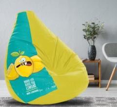 Flipkart Perfect Homes Studio XXXL Make Lemonade's Digital Printed Leatherette Pre Filled Bean Bag/Ready to use Teardrop Bean Bag With Bean Filling