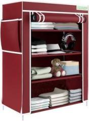 Flipzon Multipurpose 4 Shelve Wardrobe, PP Collapsible Wardrobe