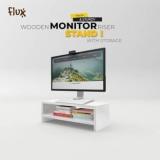 Flux Monitor Stand Two Tier Mini with Two Wooden Legs Organizer Ergonomic Engineered Wood Study Table