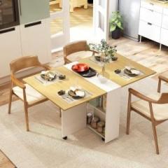 Forktail Space saving folding dining table convertible with 2 tier Without chairs Engineered Wood 6 Seater Dining Table