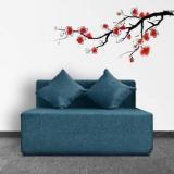 Fresh Up 1 Seater Sofa Cum Bed 4x6 Feet Jute Fabric Washable Cover With 2 Cushions Aqua Blue, 2 Year Warranty Double Sofa Bed