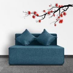 Fresh Up 1 Seater Sofa cum Bed 4x6 Feet Jute Fabric Washable Cover with 2 Cushions Aqua Blue, 2 Year Warranty Double Sofa Bed