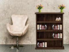 Friday Furniture Sheesham Wood Wall Book Shelf for Living Room | Honey Finish Solid Wood Open Book Shelf