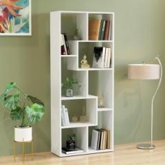 Furneaser Medina Geometric Book shelf, Bookcase, Corner Display Rack Shelf, Organizer, Engineered Wood Open Book Shelf