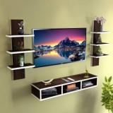 Furnifry Wooden TV Entertainment Unit with 2 Wall Shelf/Wall Set Top Box Stand/TV Cabinet Engineered Wood TV Entertainment Unit