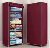 Furnigully 1 Door 6 Shelf Fabric PP Carbon Steel Collapsible Wardrobe