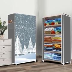 Furnigully 5 Layer Felling Snow Print Carbon Steel Collapsible Wardrobe