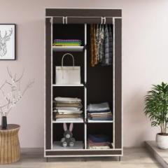 Furnigully Cloth Rack Storage Shelves Almirah PP Collapsible Wardrobe