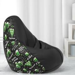 Furnigully XXL Printed: Beer Pint H Parrot Green Black Teardrop Bean Bag With Bean Filling