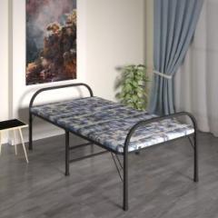 Furnimax Metal Folding Bed For Bedroom/ Hotel | Solid Wood Single Bed