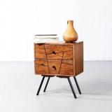 Furniselan Solid Wood Bedside Table With 2 Drawer Storage Solid Wood Bedside Table