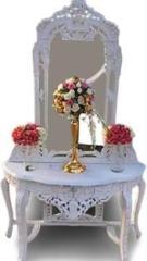 Furniture Hub Dressing Mirror for Living Room | Wooden Decorative Unique Mirror with Stand Solid Wood Dressing Table