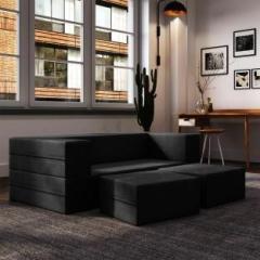 Furniture Ki Factory 5x6 Feet with 2 Pouffe/Foot Stools 2 Seater Single Foam Fold Out Sofa Cum Bed