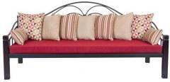 FurnitureKraft Metallic Three Seater Sofa with Maroon Mattress