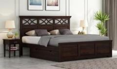 Furnizy Solid Wood Bed with Storage Solid Wood Queen Drawer Bed