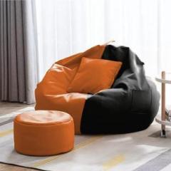 Fusion World XXXL 4XL Bean Bag with Footrest & Cushion Ready to Use with Beans Bean Bag Chair With Bean Filling