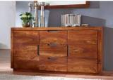 G Fine Furniture Sideboard Cabinet For Living Room | Kitchen Storage Side Board With 3 Drawers & 2 Door Cabinet Storages | Sheesham Wood, Honey Finish Solid Wood Free Standing Sideboard