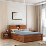 Ganpati Arts Marine Groove Solid Sheesham Wood Bed With Box Storage For Bedroom/Guestroom Solid Wood Queen Box Bed