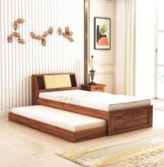 Ganpati Arts Mayor Solid Sheesham Wood Trundle Bed With Headboard Storage/ 1 Year Warranty Solid Wood Single Drawer Bed