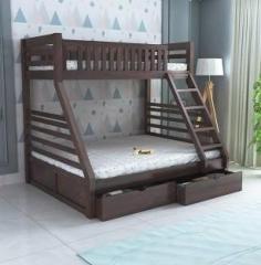 Ganpati Arts Queen Size Italian Bunk Bed For Bedroom/Kids Room/1 Year Warranty Solid Wood Queen Drawer Bed