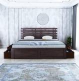 Ganpati Arts Sheesham Wood Queen Size Bed For Bedroom/Home/Hotel/Living Room Solid Wood Queen Drawer Bed