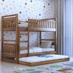 Ganpati Arts Solid Sheesham Wood Swift Bunk Bed with Trundle Wooden Bunk Bed for Kids Solid Wood Single Bed