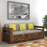 Ganpati Arts Solid Wood 3 Seater Sofa For Home Living Room Guest Room Office/ 1 Year Warranty Fabric 3 Seater Sofa