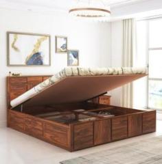 Ganpati Arts Solid Wood Queen Hydraulic Bed