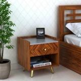 Ganpati Arts Wave Sheesham Bedside Table with Drawer for Bedroom/Living Room/Hotel Solid Wood Bedside Table