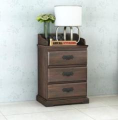 Garghandicrafts Sheesham Wood Bedside End Table/Night Stand with 3 Drawer Storage For Home Solid Wood Bedside Table