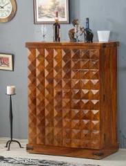 Geetanjali Decor Bowley 30 Wine Rack Wooden Bar Cabinet for Home with Storage | Mini Bar for Home Solid Wood Bar Cabinet