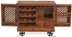 Geetanjali Decor Jali Bar Tully Bar Cabinet for Home with Storage | Mini Bar for Home Bar Cabinet Solid Wood Bar Cabinet