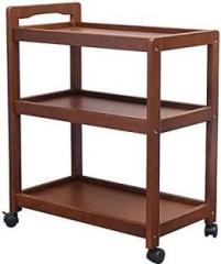 Genuinedecor 3 Tier Solid Wooden Bar Trolley Solid Wood Bar Trolley