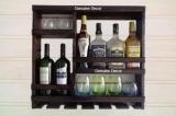 Genuinedecor Wall Mounted Wine Rack Solid Wood Bar Cabinet