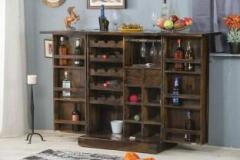 Ghroyal Wood Bar Cabinet Wine Bottle and Storage Bar Rack Display Unit Solid Wood Bar Cabinet