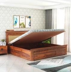 Goyalinterior Sheesham Wood Cot/bed/Wooden bed With Hydraulic Storage For Bedroom/Livingroom Solid Wood King Hydraulic Bed