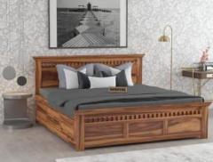 Goyalinterior Solid Sheesham Wood Elegue Queen Size Double Bed with Box Storage Solid Wood Queen Box Bed