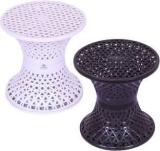 Heart Home Plastic Mesh Damroo Seating Stool|Both Sided Stool for Guestroom|Pack of2|Multi Stool