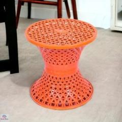 Heart Home Plastic Mesh Damroo Seating Stool|Both Sided Stool for Guestroom|Red Stool